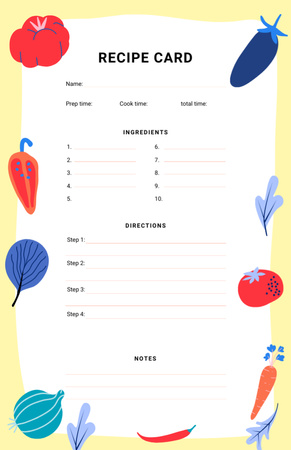 Vegetables and Fruits Illustrations Recipe Card tervezősablon
