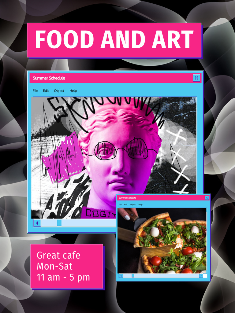 Psychedelic Postmodern Art Cafe Poster 36x48in Design Template