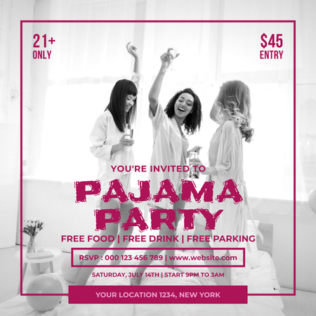 Pajama Party Event With Free Drink Instagram Design Template