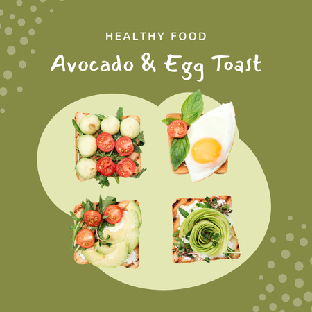 Delicious Sandwich with Fried Egg and Avocado Instagram Design Template