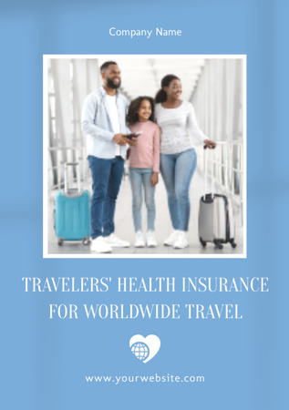 Insurance Company Advertisement with Young African American Couple at Airport Flyer A7 Design Template