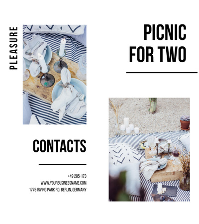 Happy Couple on Romantic Picnic Brochure 9x8in Bi-fold Design Template