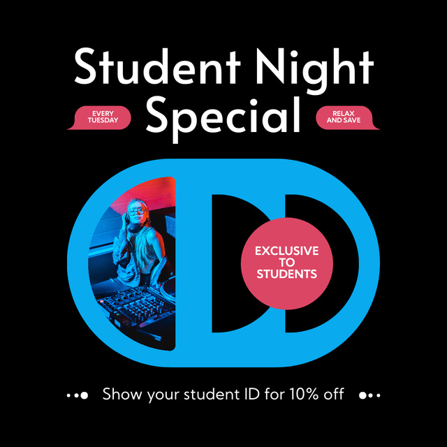 Exclusive Discount For Student Night At Club Instagram AD – шаблон для дизайна