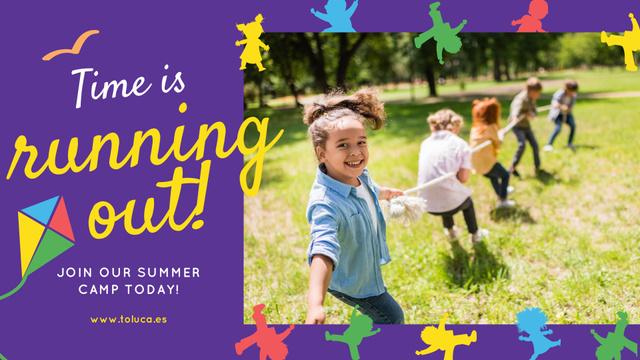 Designvorlage Summer Camp Invitation Kids Playing Outdoors für FB event cover