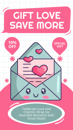 Plantilla de diseño de Regalo especial y carta a precio reducido para el día de San Valentín Instagram Story 