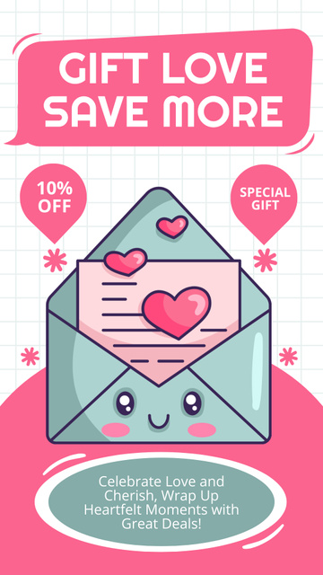 Special Gift And Letter At Reduced Price Due Valentine's Day Instagram Story – шаблон для дизайну