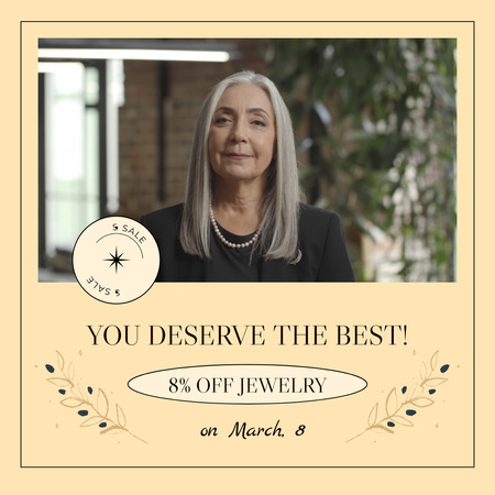 Discount For Jewelry On Women's Day Animated Post Design Template