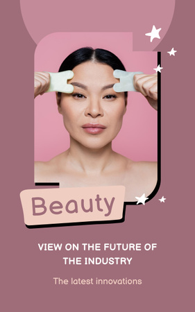 Proposta de inovação de beleza com mulher asiática atraente Book Cover Modelo de Design
