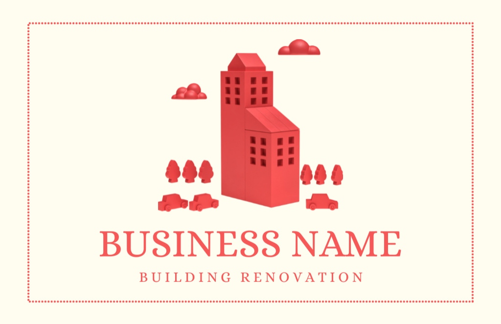 Houses Building and Renovation Services Offer Business Card 85x55mm Πρότυπο σχεδίασης