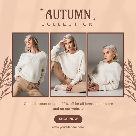 Coleção de roupas de outono para mulheres Instagram Modelo de Design