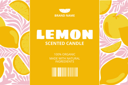 Promoção de vela perfumada de limão em amarelo Label Modelo de Design