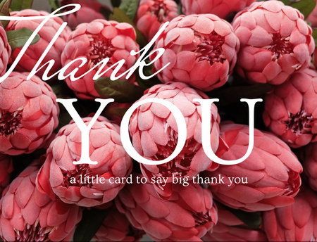 Platilla de diseño Thankful Lettering With Pink Tender Peonies Postcard 4.2x5.5in