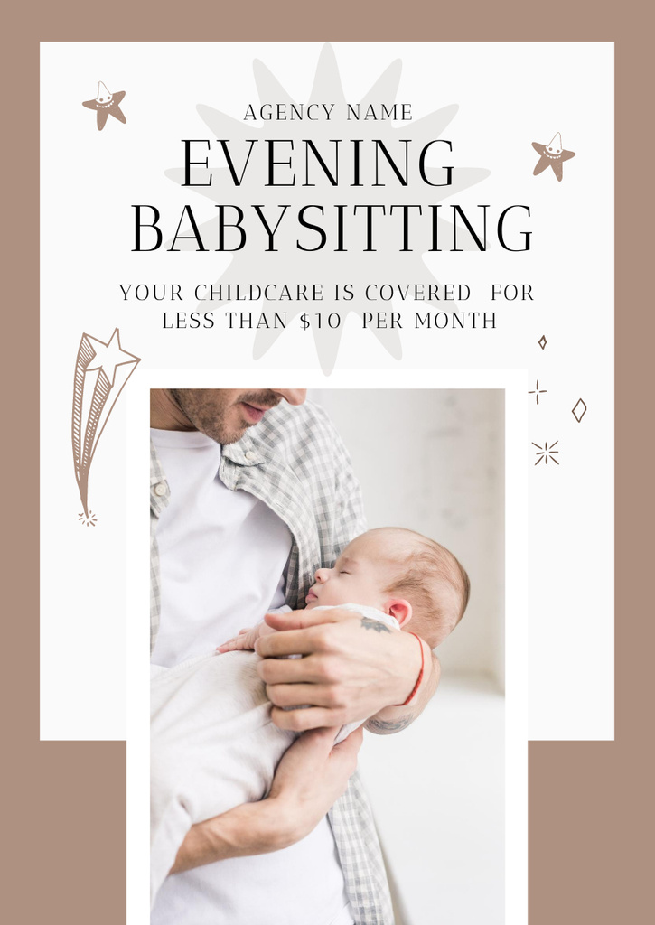 Babysitting Services Available in the Evenings Offer Poster A3 Design Template