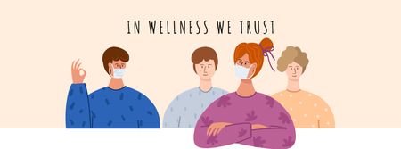 Healthcare concept with people wearing Mask Facebook cover tervezősablon