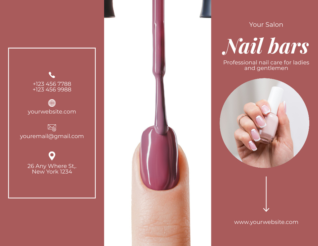 Manicure Salon Offer with Nail Polish Brochure 8.5x11in Šablona návrhu