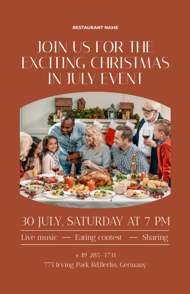 Happy Family at Christmas Party in July Flyer 5.5x8.5in Design Template