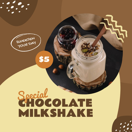 Designvorlage Special Chocolate Milkshake Instagram Post für Instagram
