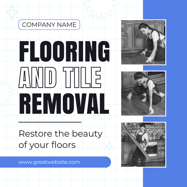 Designvorlage Flooring & Tiling Removal Services Announcement für Instagram AD