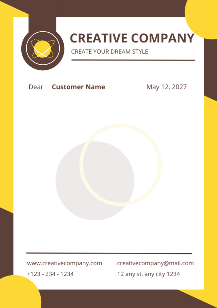 Designvorlage Empty Blank with Yellow and Brown Pieces für Letterhead