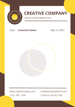 Empty Blank with Yellow and Brown Pieces Letterhead Design Template