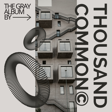 Platilla de diseño geometrical round shapes and architecture shot with titles Album Cover