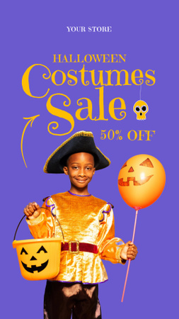 Oznámení o prodeji Halloweenských kostýmů Instagram Story Šablona návrhu