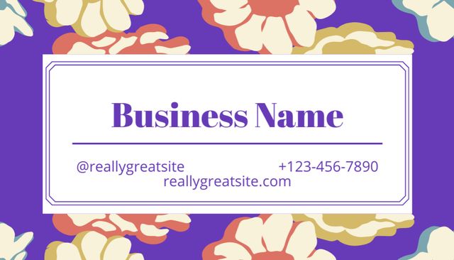 Template di design Universal Purple Floral Layout Business Card US