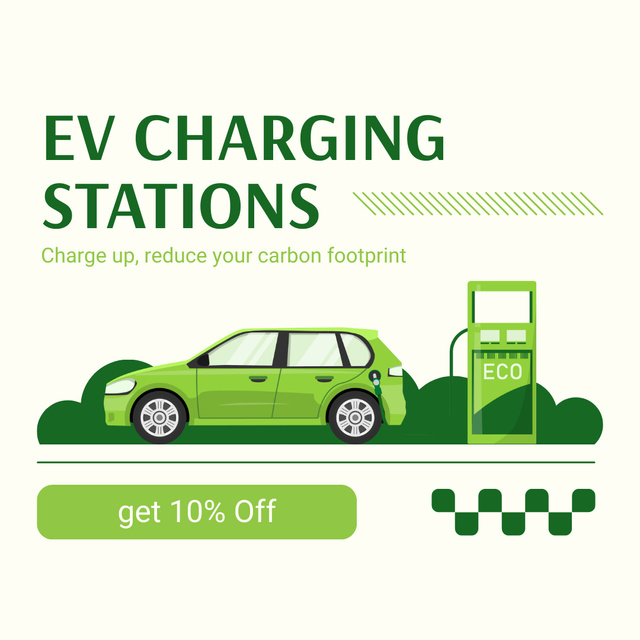 Best Offer Discounts on Eco-Friendly Car Charging Stations Instagram AD Šablona návrhu