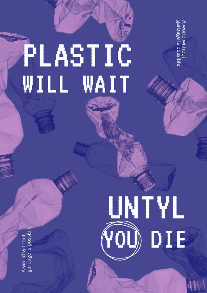 Eco Lifestyle Motivation with Plastic Bottles Illustration Poster A3 Design Template