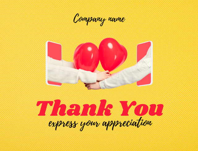 Appreciation and Love Message With Heart-Shaped Balloons Postcard 4.2x5.5in Design Template