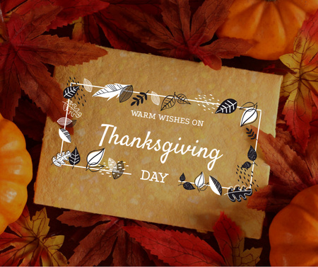 Ontwerpsjabloon van Facebook van herfst bladeren en pompoenen voor thanksgiving