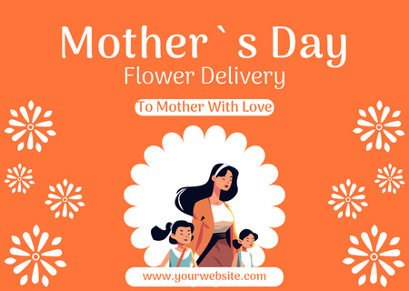 Flowers Delivery Offer on Mother's Day Card Design Template