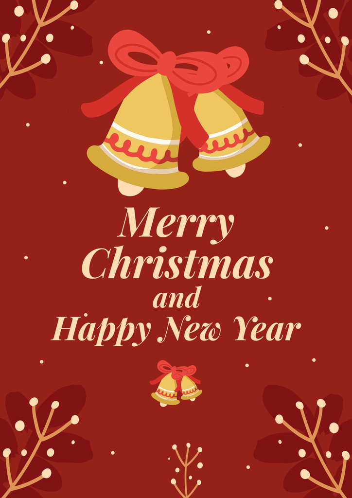 Christmas and New Year Greetings Red Poster Design Template