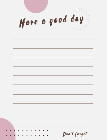Designvorlage Simple Daily Notes Planner with Inspirational Phrase für Notepad 107x139mm