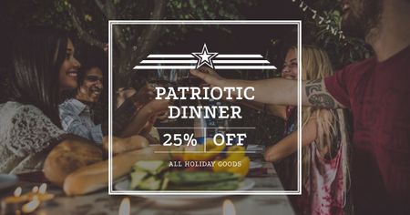patriotic dinner προσφορά για την ημέρα της ανεξαρτησίας ηπα Facebook AD Πρότυπο σχεδίασης