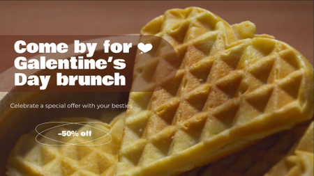 Galentine`s Day Brunch With Heart-shaped Waffles Full HD video Design Template