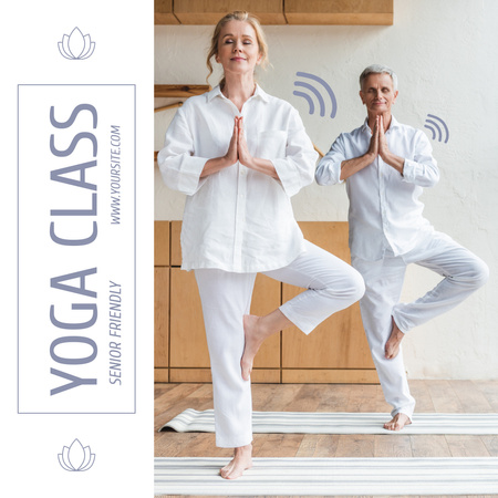 Yoga Class For Seniors In White Instagram Design Template
