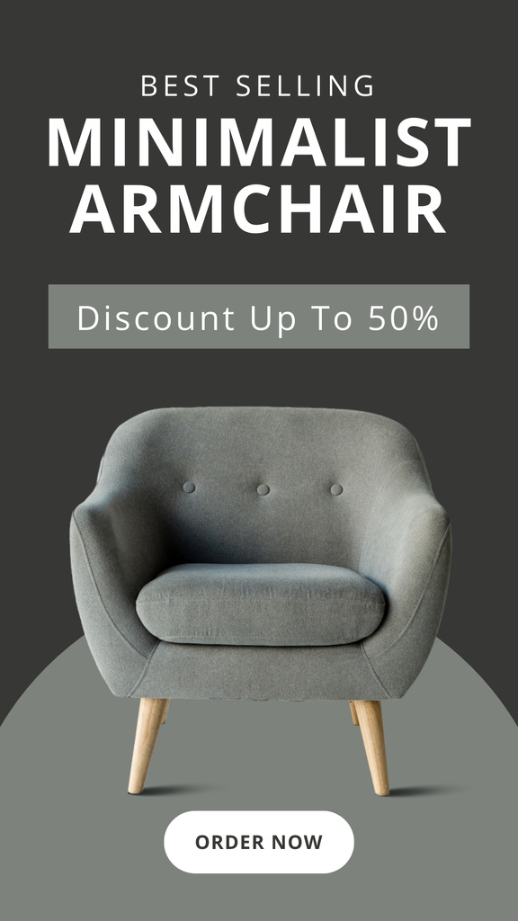 Furniture Store Offer with Minimalist Armchair Instagram Story tervezősablon