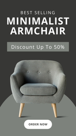Designvorlage Möbelhaus-Angebot mit minimalistischem Sessel für Instagram Story