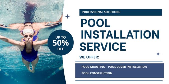 Pool Installation Discount Announcement Twitter Tasarım Şablonu