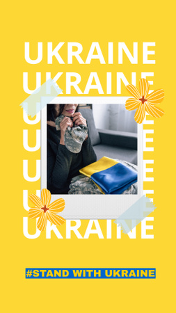 mulher com bandeira de ucrânia Instagram Story Modelo de Design