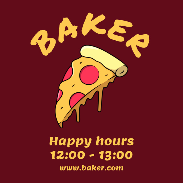 Happy Hours in Pizzeria Red Illustrated Instagram Design Template