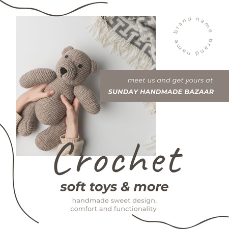 Designvorlage Announcement of Sunday Handicraft Bazaar with Soft Bear für Instagram