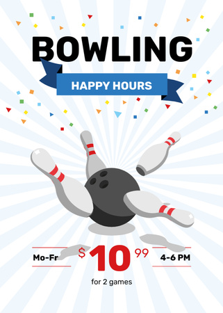 Bowling Club Happy Hours offer Flayer Design Template