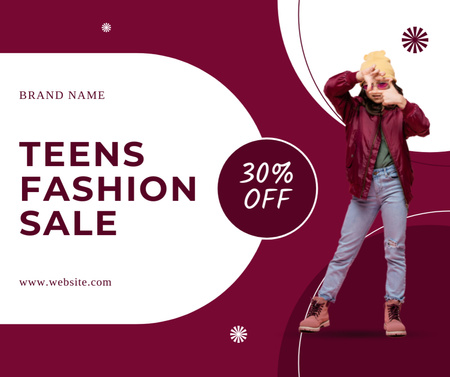 Teen Fashion Sale Offer In Red Facebook Design Template