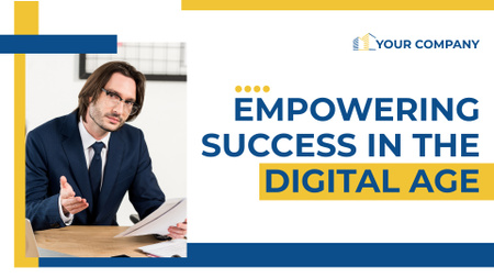 Plantilla de diseño de Empoderando el éxito en los negocios digitales en blanco Presentation Wide 