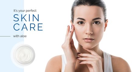 Skincare Offer with Tender Woman Facebook AD Design Template