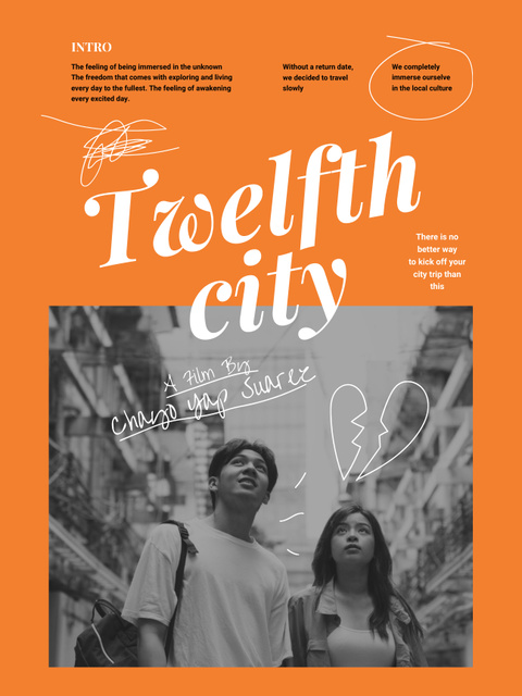 Movie Announcement with Young Couple in City Poster US Modelo de Design