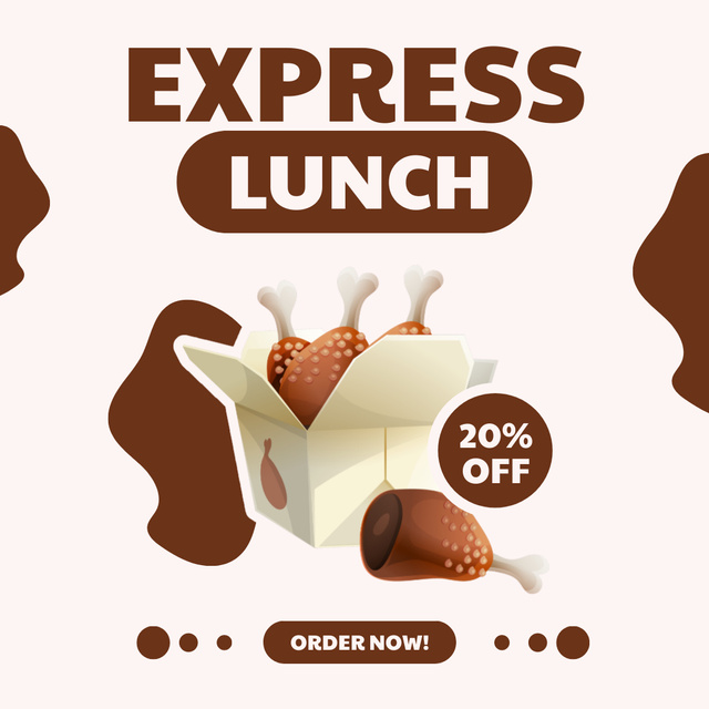 Designvorlage Offer of Tasty Express Lunch with Fried Chicken für Instagram
