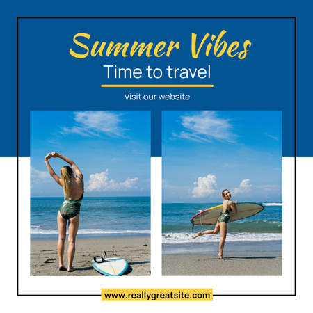Modèle de visuel Voyage d'été pour les loisirs actifs Bleu - Instagram
